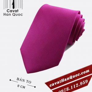 Cà vạt tím hồng gân tăm cao cấp bản to 8 cm