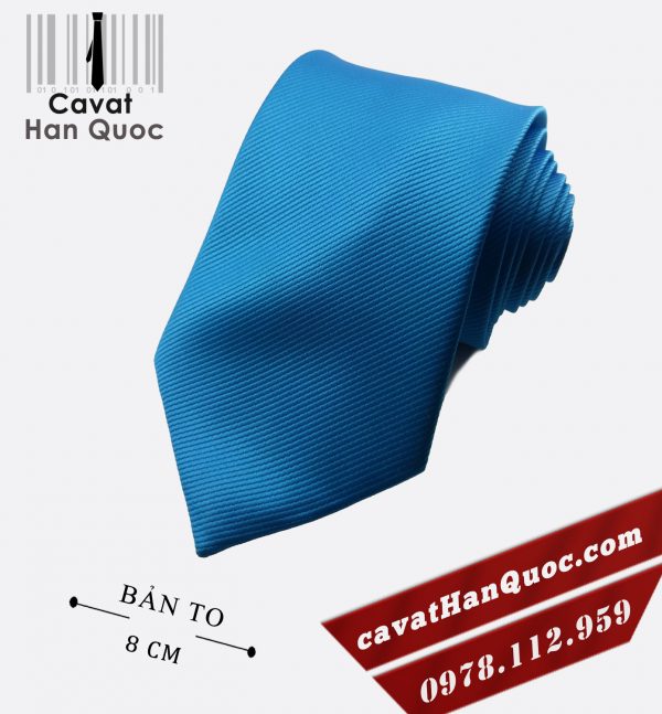 Cà vạt xanh ngọc gân tăm cao cấp bản to 8 cm