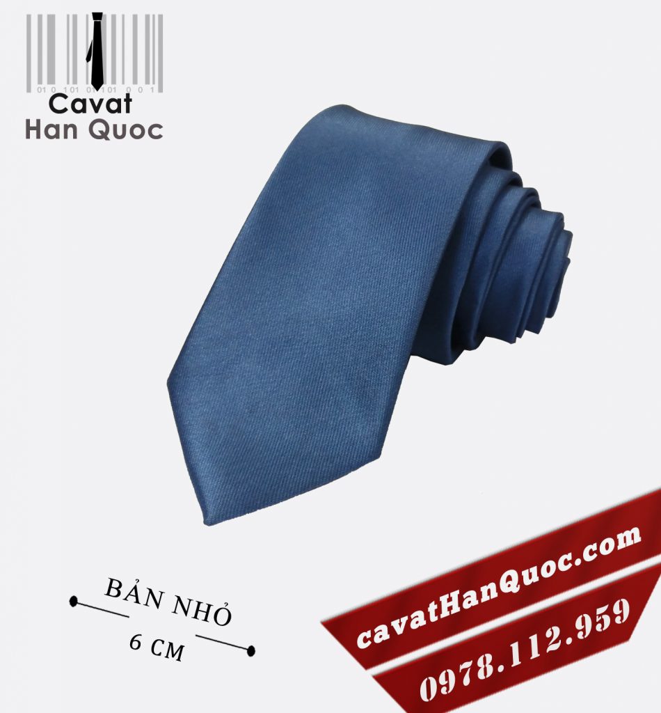 Cà vạt xanh dương nhạt cao cấp bản nhỏ 6 cm