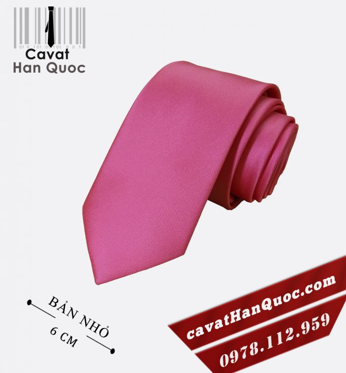 Cà vạt hồng đậm cao cấp bản nhỏ 6 cm