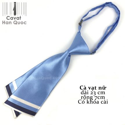cà vạt nữ xanh sáng chéo