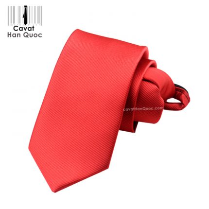 Cà vạt thắt sẵn khóa kéo màu đỏ